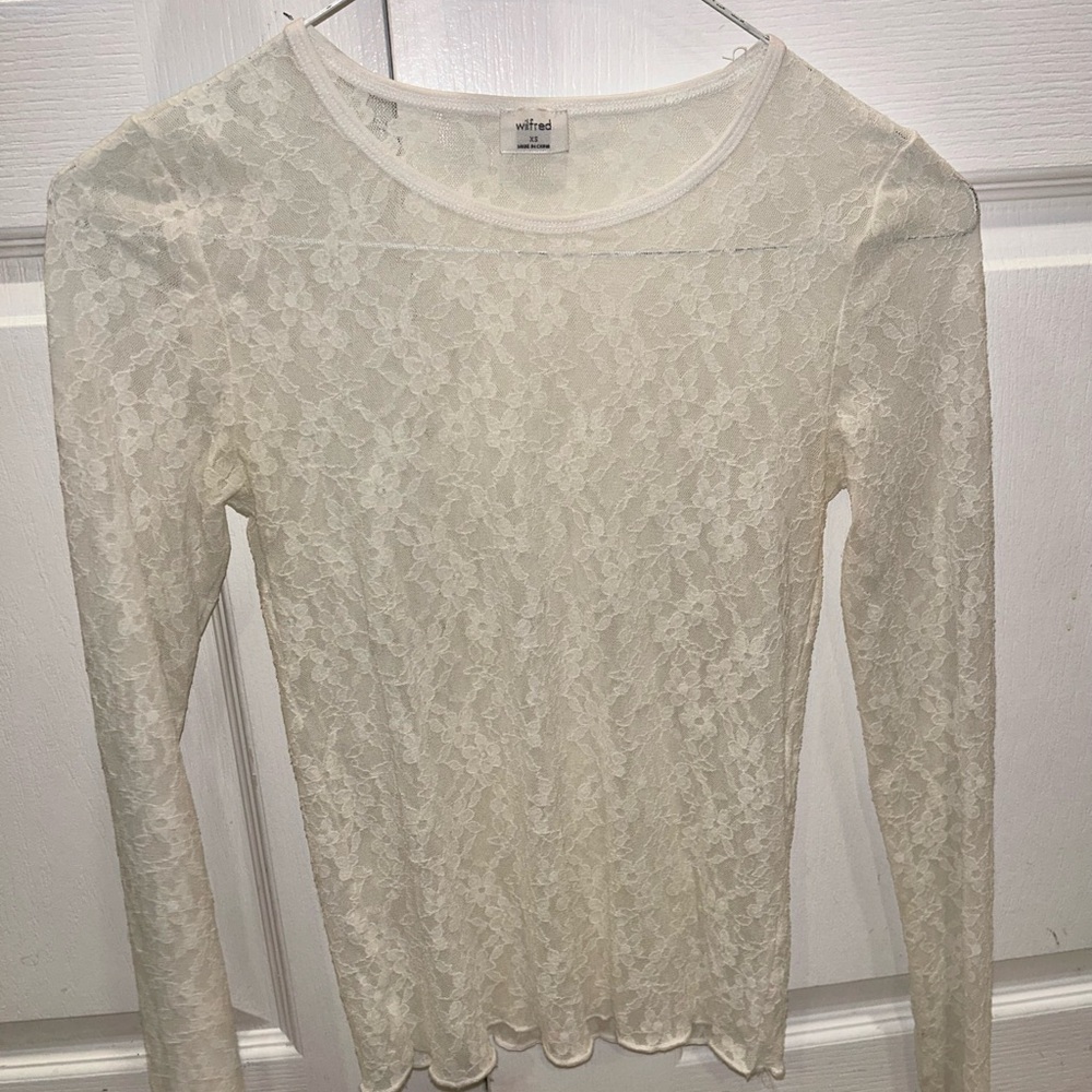Wilfred Cream Lace Long Sleeve Tee